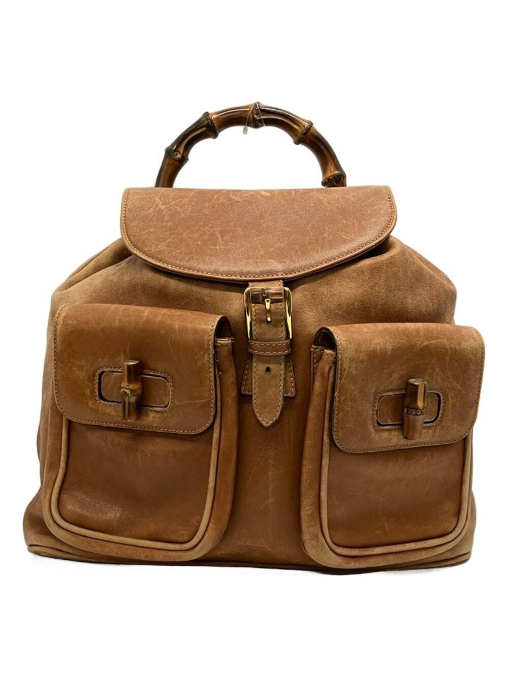 Gucci Backpack Bamboo Light Brown Leather